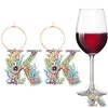 2pcs/set DIY 26 Letters Double Side Diamond Painting Wine Glass Charms Identification Kit