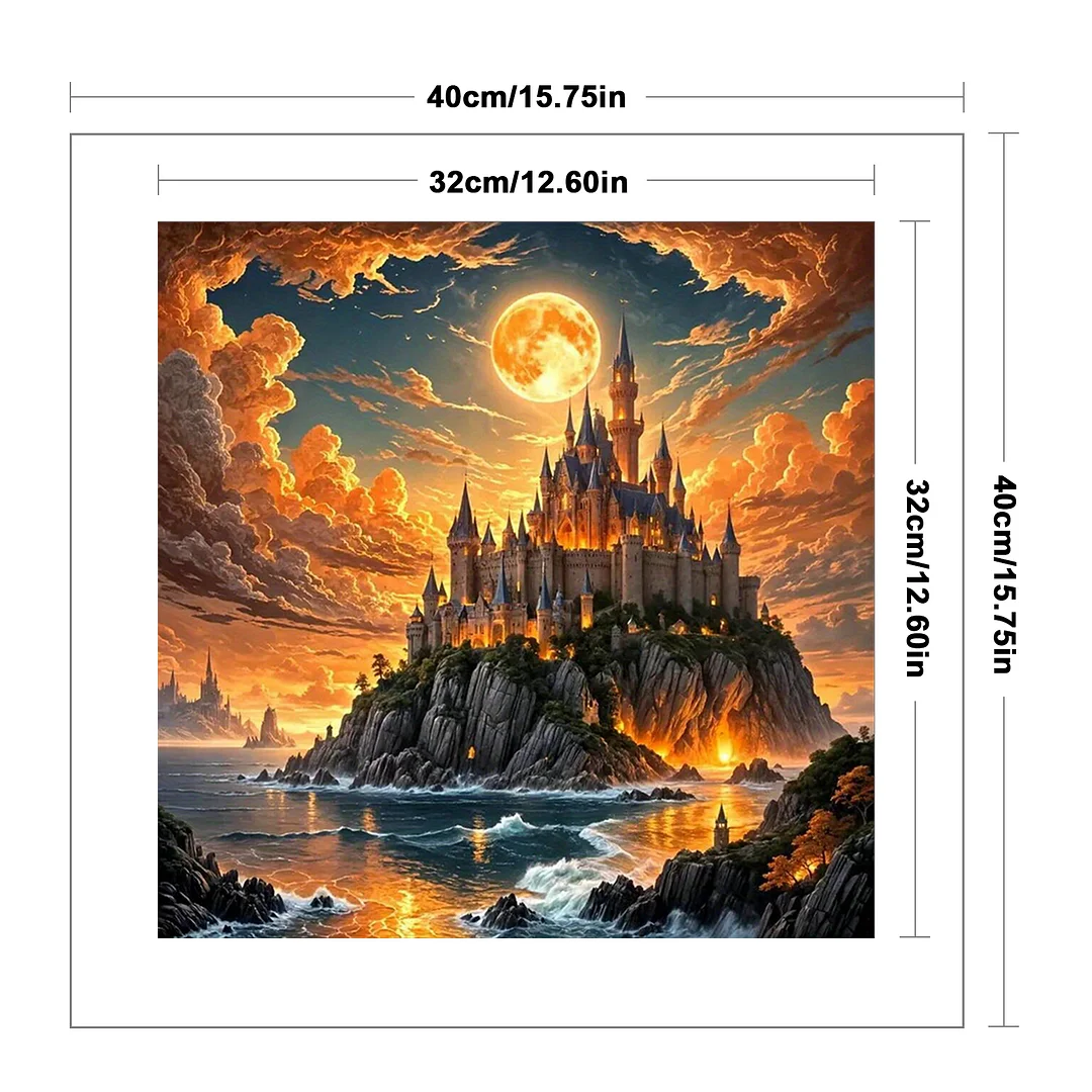 Castle Castle Full 14CT DIY Counted Cross Stitch Kits for Home Decor 40x40cm