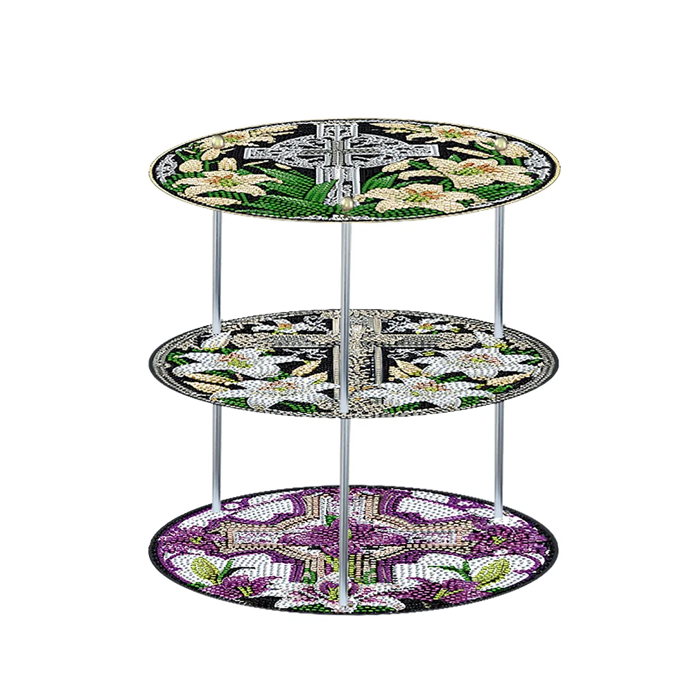 3 Tier Cross Lily Acrylic Special Shape Diamond Painting Storage Rack