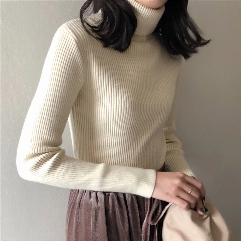 Uveng Uveng Sweater Woman With Bottom Shirt Autumn And Winter New Long Sleeves To Keep Warm Body Solid Color Knitted Shirt