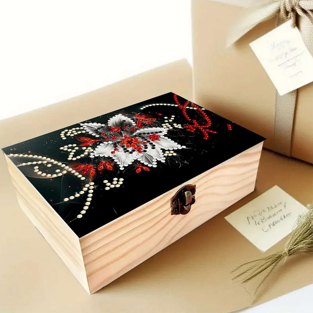 Flower DIY Wooden 5D Diamond Art Diamond Art Storage Box for Adult Desktop Decor