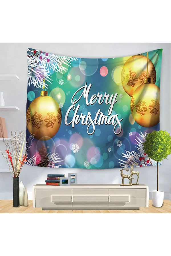 Home Decor Happy New Year Merry Christmas Wall Tapestry Turquoise-elleschic