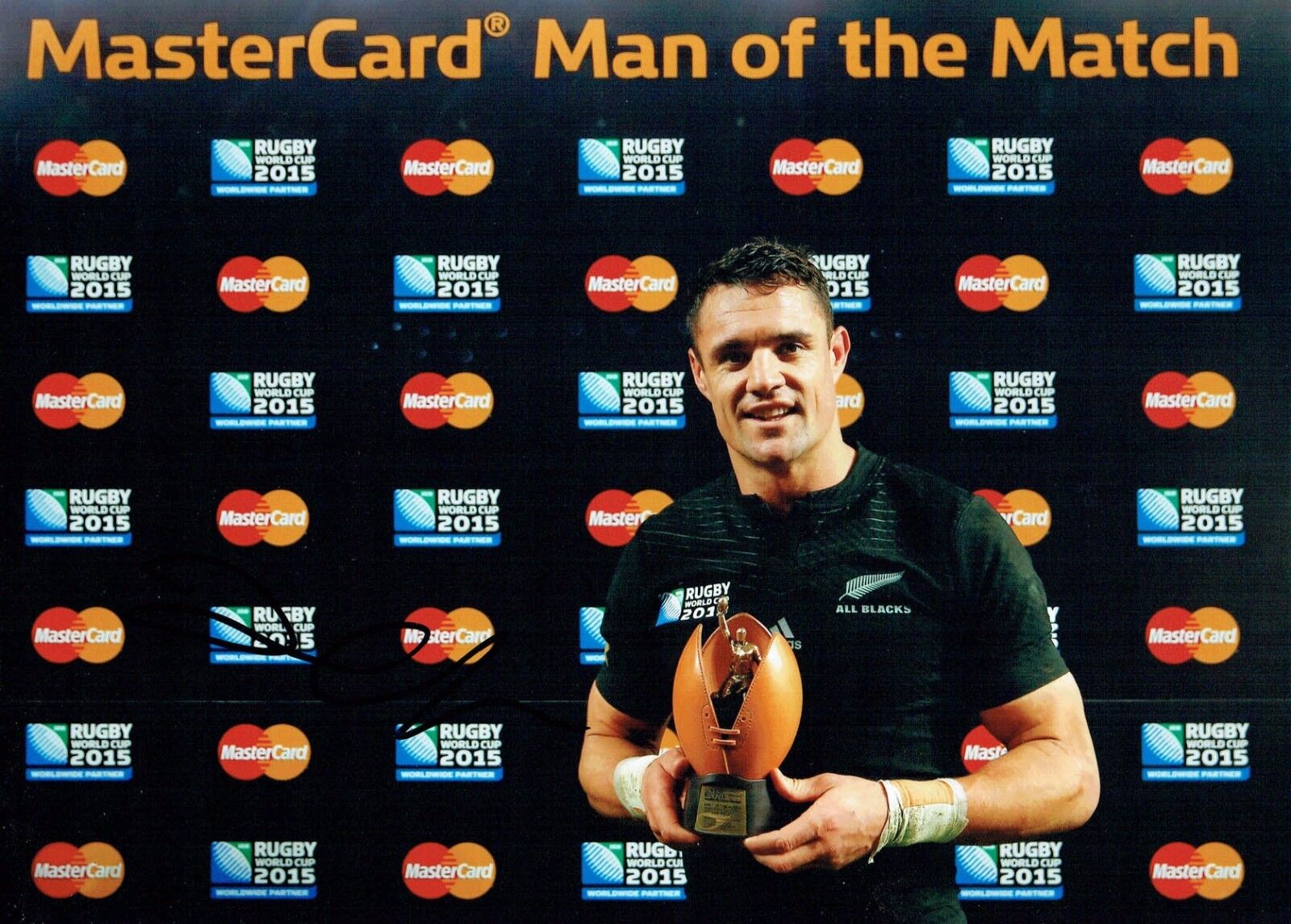 Dan CARTER Signed Autograph 11x8 Photo Poster painting C AFTAL COA RUGBY World Cup WINNER