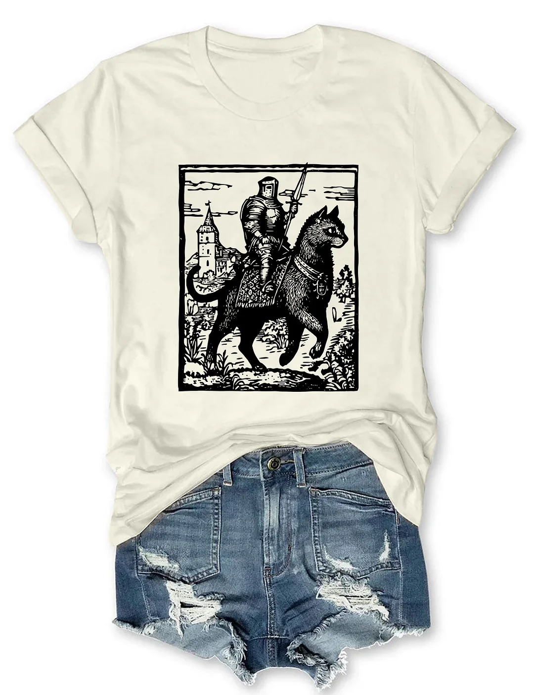 Knight Cat Rider Vintage T-shirt