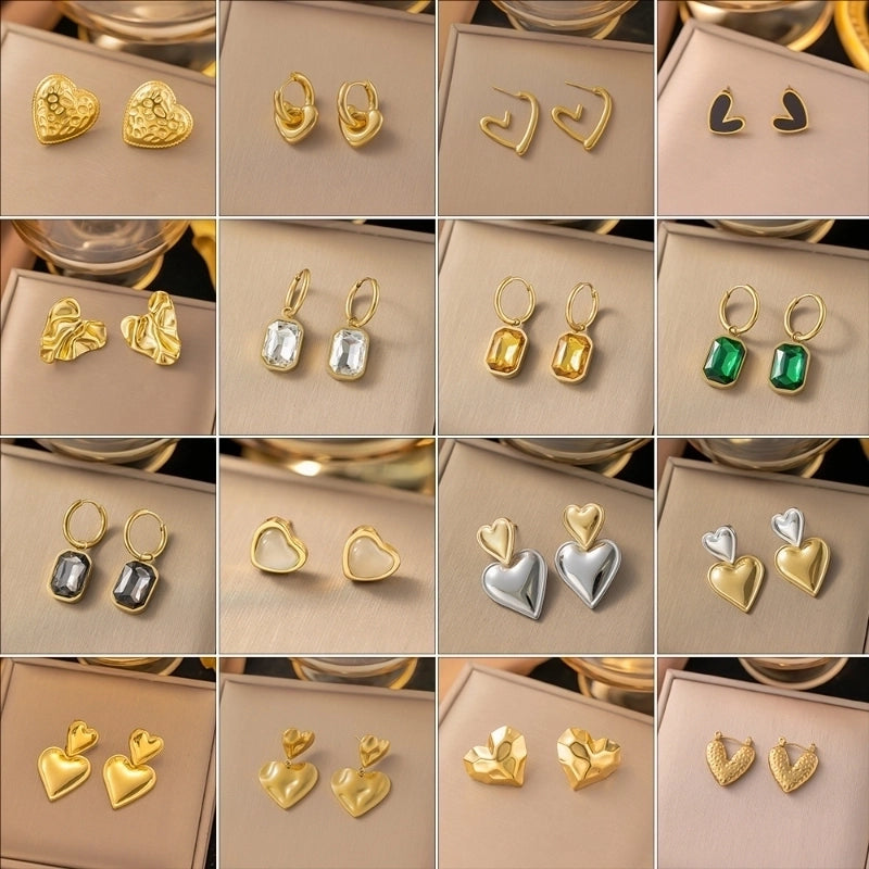 1 Pair Elegant Sweet Streetwear Geometric Plating Titanium Steel Earrings