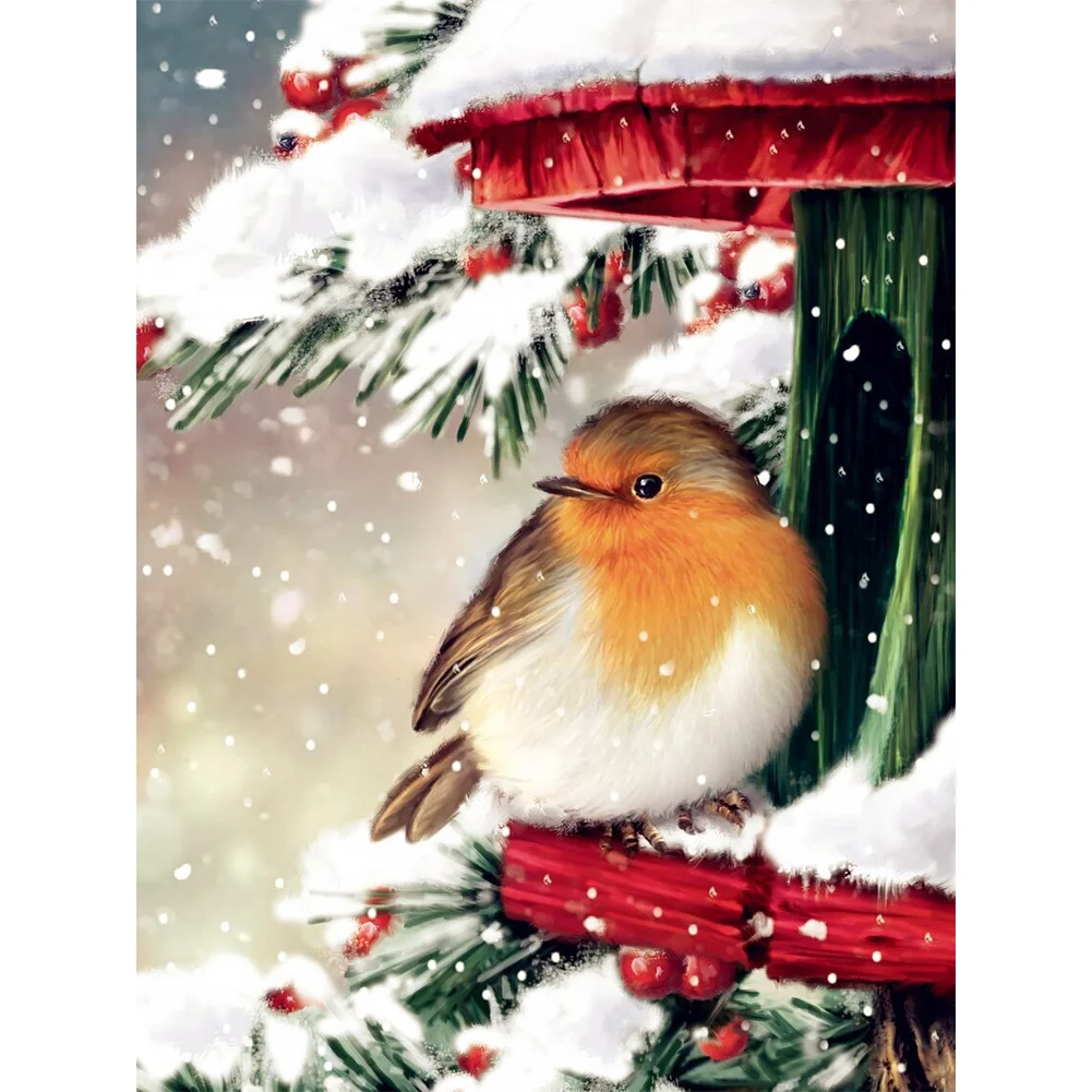 Christmas Snow Bird - Full Round - Diamond Painting(30*40cm)