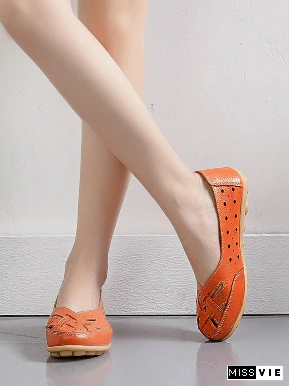 Hollow Leather Soft Sole Shoes