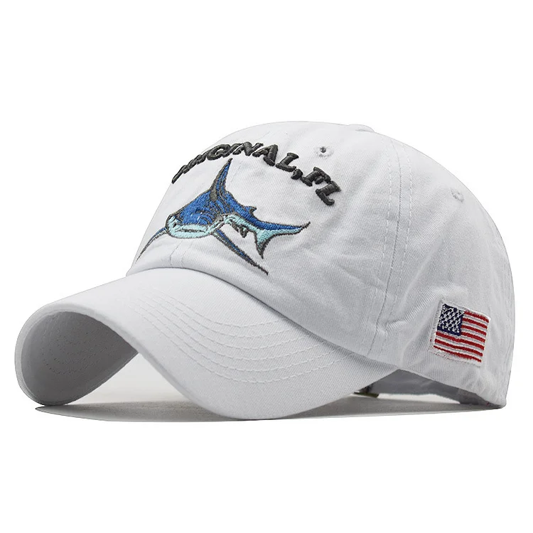 Men & Women Baseball Cap/shark spirit embroidery Outdoor Fitted Hat
