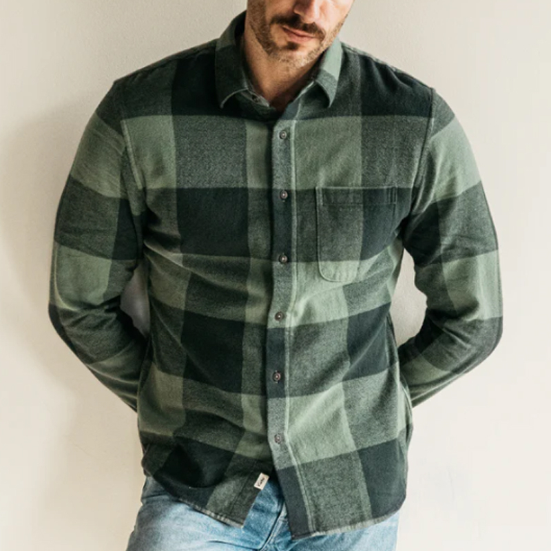 Vintage Green Plaid Flannel Shirt