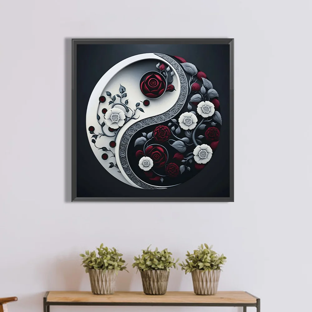 Diamond Painting - Full Round Drill - Yin Yang Flower(30*30cm)