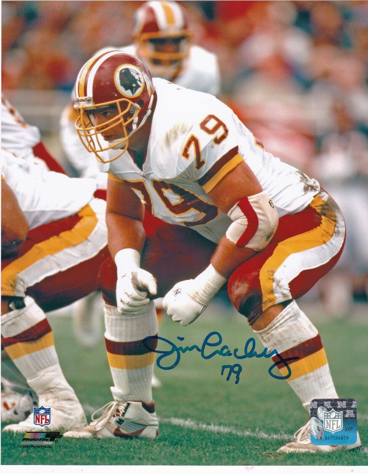 JIM LACHEY WASHINGTON REDSKINS ACTION SIGNED 8x10 Photo Poster painting