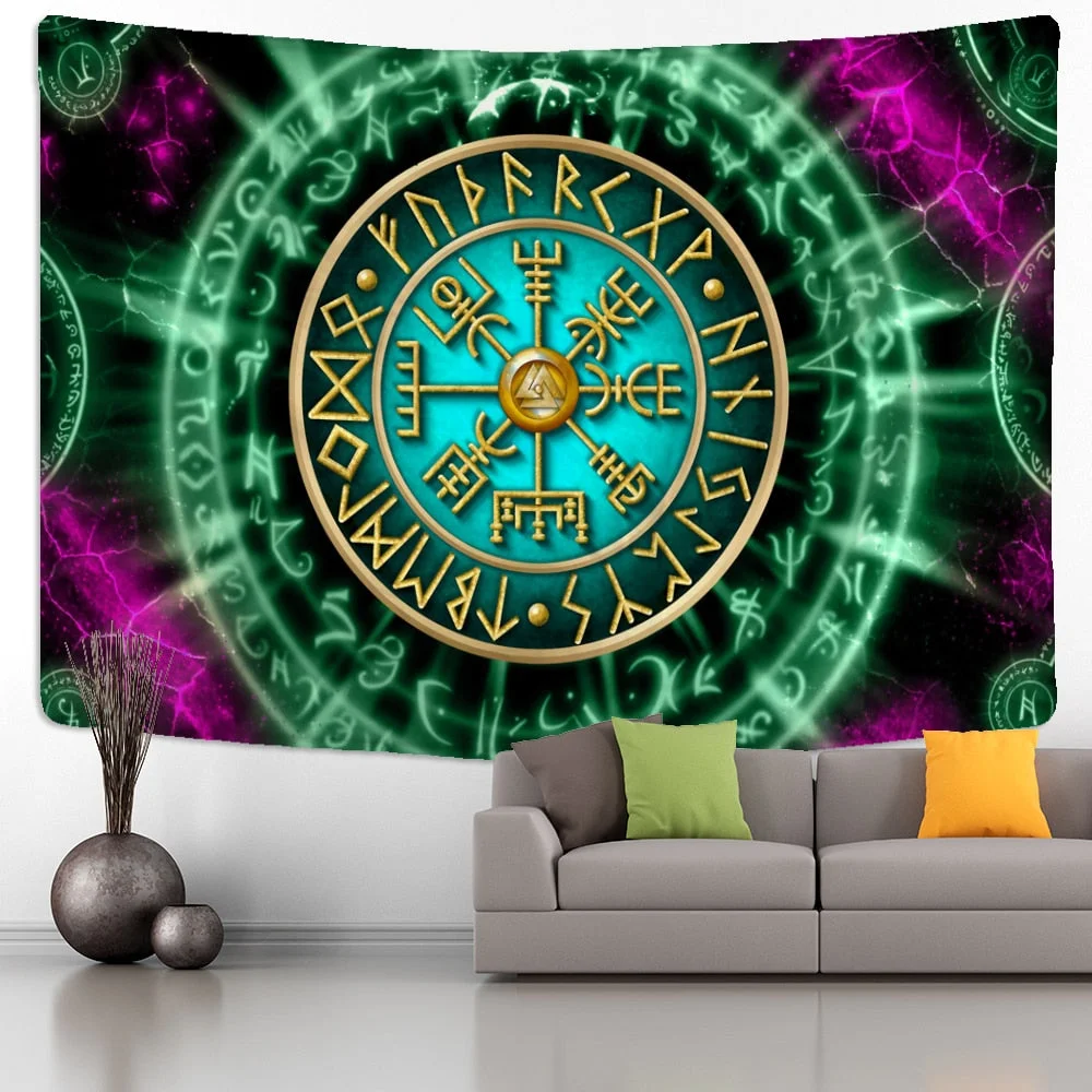 Rune Art Tapestry Wall Hanging Psychedelic Witchcraft Hippie Reaper Tapiz Tarot Mystery Room Home Decor