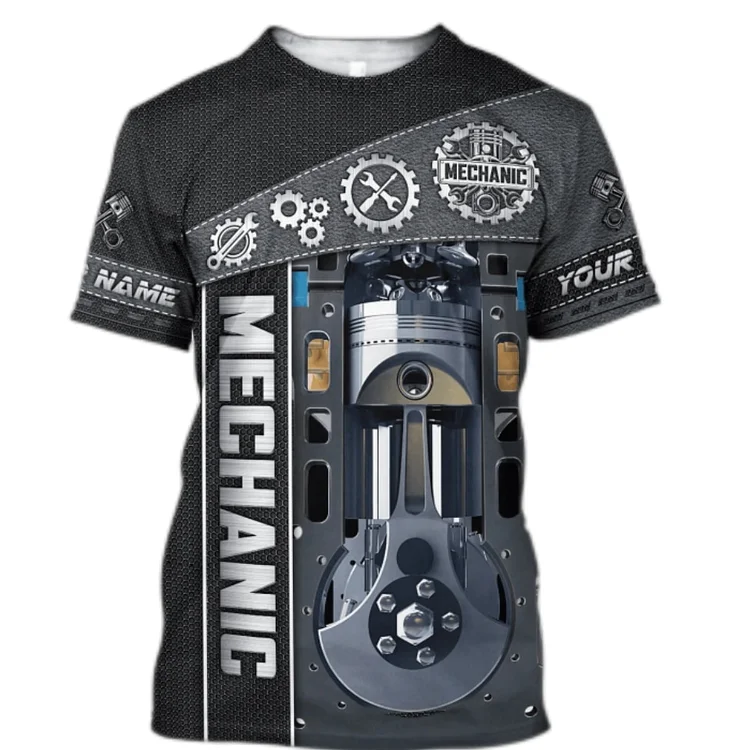 Mechanic 3D All Over Printed Tops Men T-shirts Street Casual Sports T-shirt at Hiphopee