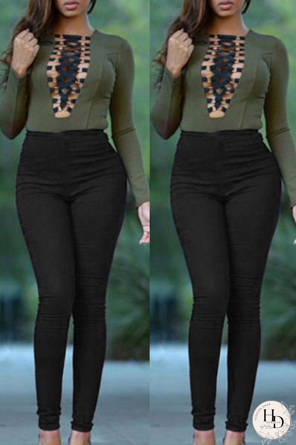 Burgundy Fashion Casual Solid Basic Skinny High Waist Pencil Trousers