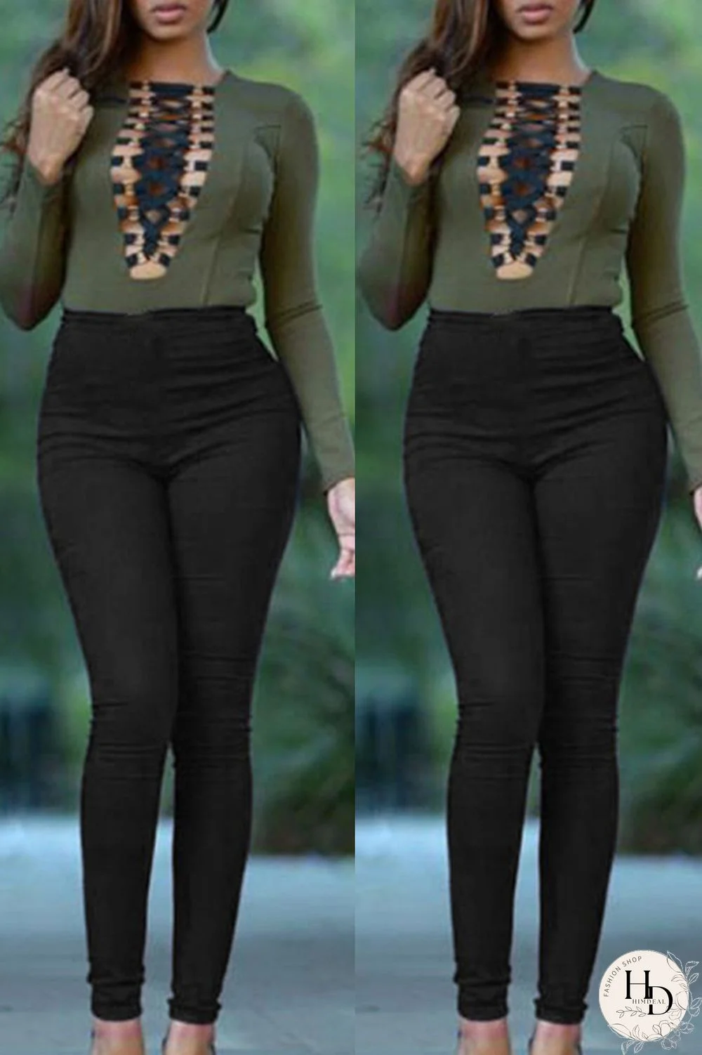 Burgundy Fashion Casual Solid Basic Skinny High Waist Pencil Trousers