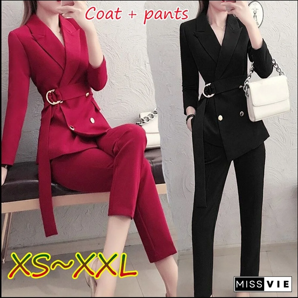 New Korean 2 Piece Sets Women Outfits Sweatsuits Woman Clothes Tweed Set Solid Color Plus Size Clothing Sets Women Autumn Spring Suit Workwear