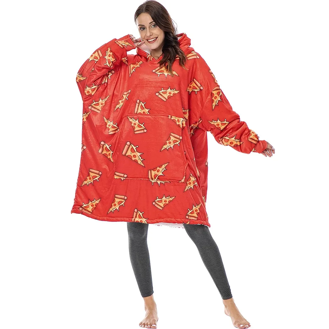Wearable Blanket Men Women Giant Oversize Hoodie Sweatshirt Sweat Hooded Winter Bathrobe Blanket Sherpa Fleece Outwears