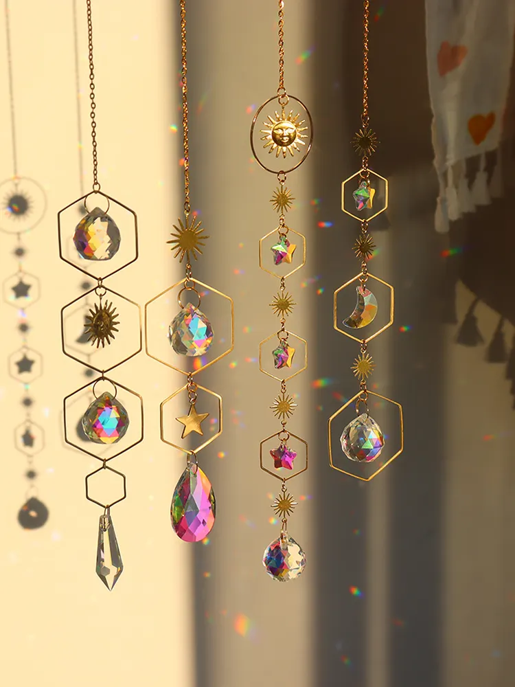 Crystal Wind Chime Ball Star Pendant Hanging Garden Home Xmas Party Decor