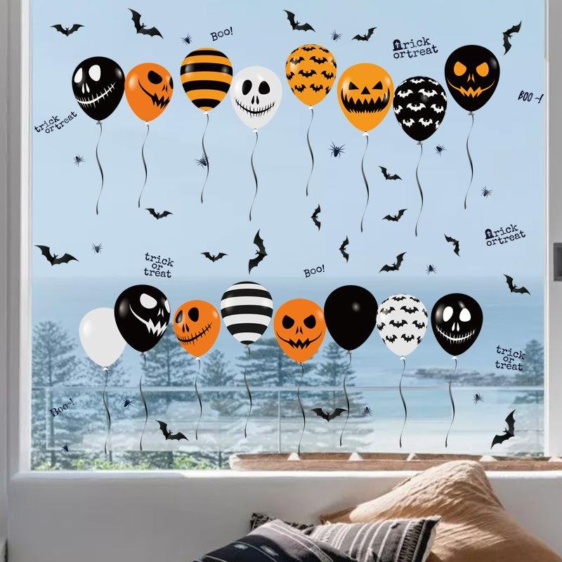 One Set (4 Photos) Halloween Scary Face Balloon Wall Sticker 30×20cm