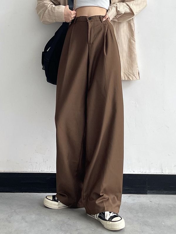 Basic Casual Straight Leg Tailored Pants