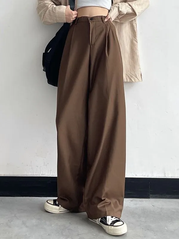 Basic Casual Straight Leg Tailored Pants