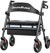 Soundfuse Bariatric Walker for Seniors with Extra Wide Seat, 500lb Heavy Duty Rollator Walker,  Handle & Seat Height Adjustable, Foldable Rolling Walkers with 8" All-Terrain Wheels