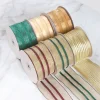 Golden Line Wired Edge Christmas Decor Festive Ribbon Roll 6.5cm