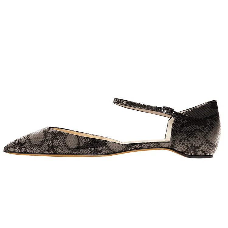 Grey Python Dressy Pointy Toe Flats US Size 3-15 |FSJ Shoes