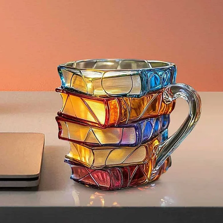 3D Painted Book Mug | Novelty Stacked Books Coffee Cup