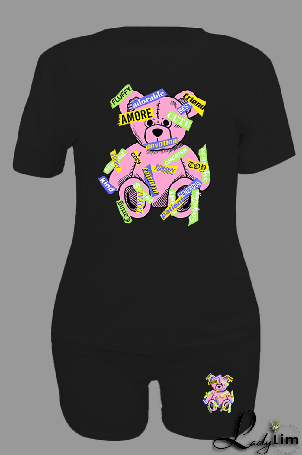 Rose Red Casual Print Patchwork O Neck Short Sleeve Two Pieces