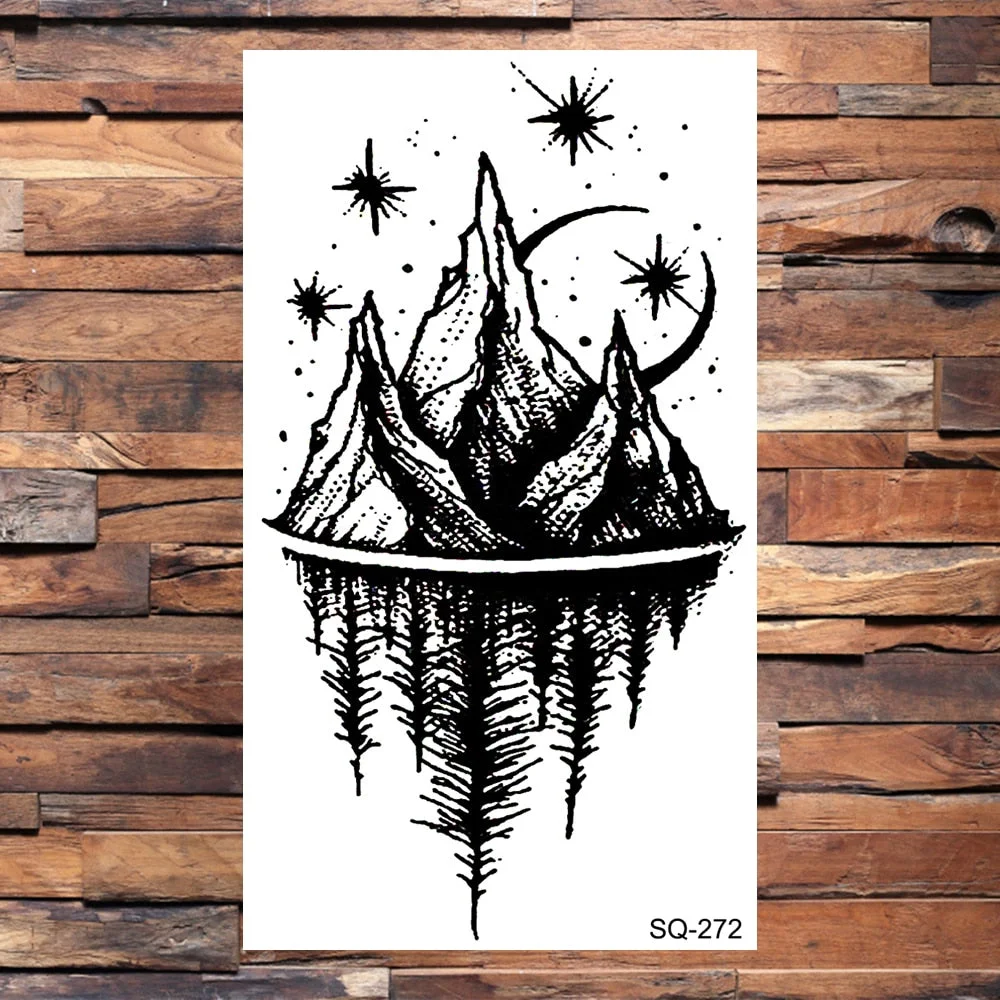 3D Moon Temporary Tattoos For Adults Mountain Sun Cluster Dream Catcher Tatoos Fake Pendant Tattoo Sticker Sexy Body Arm