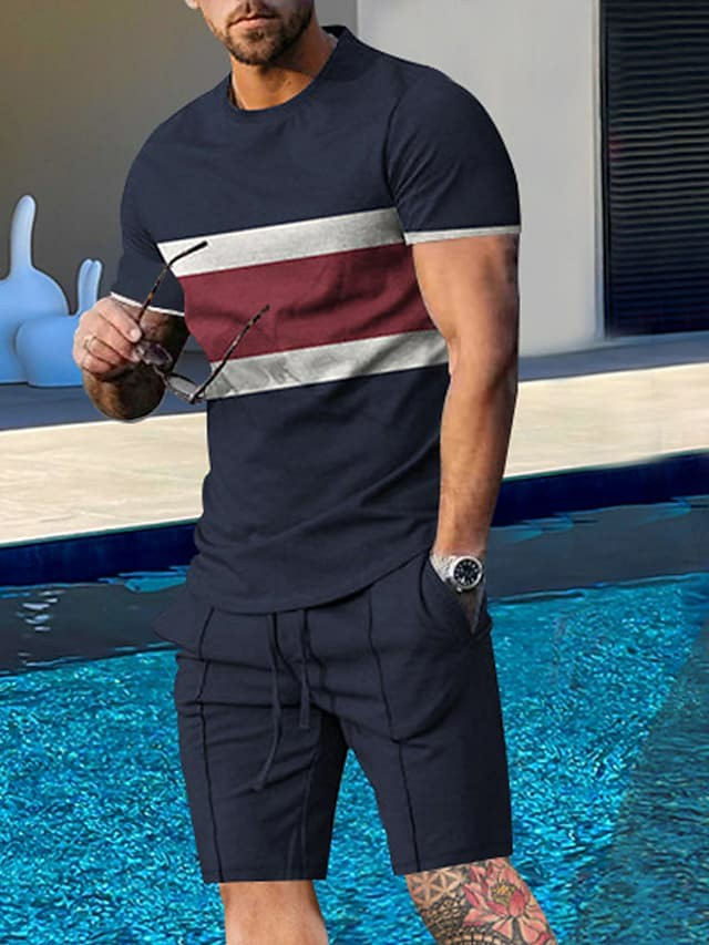 Men's Tracksuit Shorts and T Shirt Set