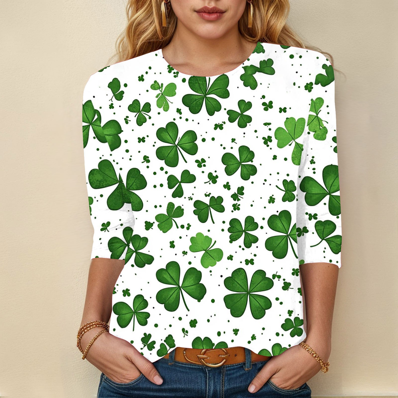 Plus Size T Shirts For Women Women Casual Tops Round Neck Three Quarter Sleeve Comfortable Tops Halloween лонгслив женский