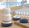 Water-Powered Pot Brush Fully Automatic Liquid Adding Rotating Kitchen Pot Brush Non-Stick Oil Dishwashing Brush Kitchen Brush With Stand, Can Be Used To Clean Pots, Basins And Sinks