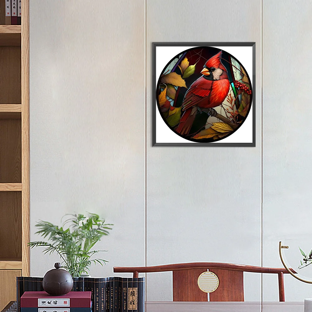 Diamond Painting - Full Round - Stained Glass Cardinal(30*30cm