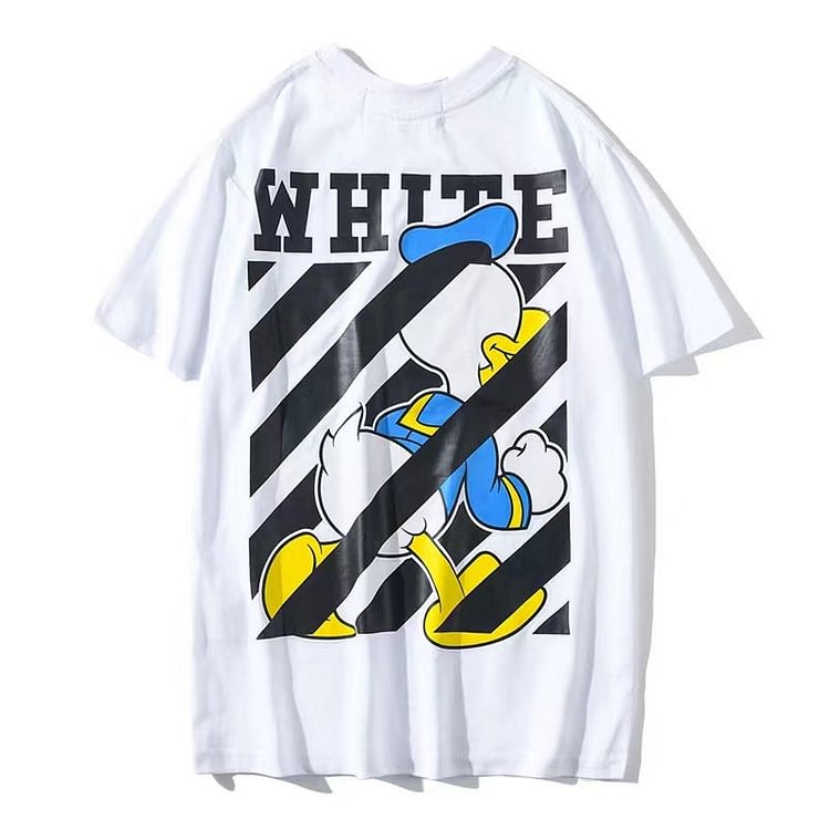 Off White Mickey Mouse T Shirt Ugly Duckling Short Sleeve Men's Striped Mickey Little Mouse Tshirt