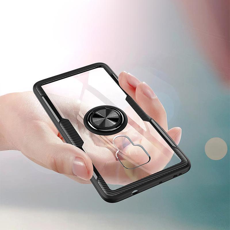 For Huawei Mate 20 Pro,Mate 20 Lite,Clear TPU Transparent and Flexible 360 Ring Holder Kickstand with Magnetic-Soft Rubber Border Shockproof Case