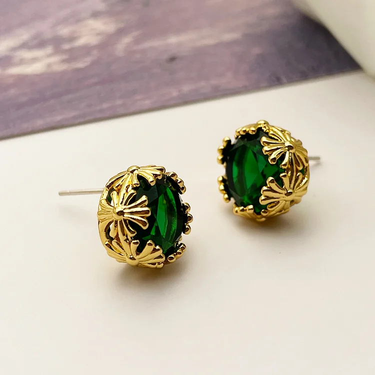 Light luxury and versatile flower edging large zircon earrings