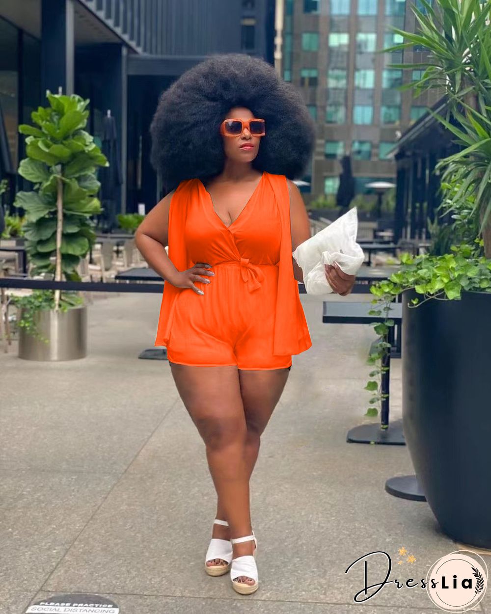 Plus Size 4XL V-neck Rompers