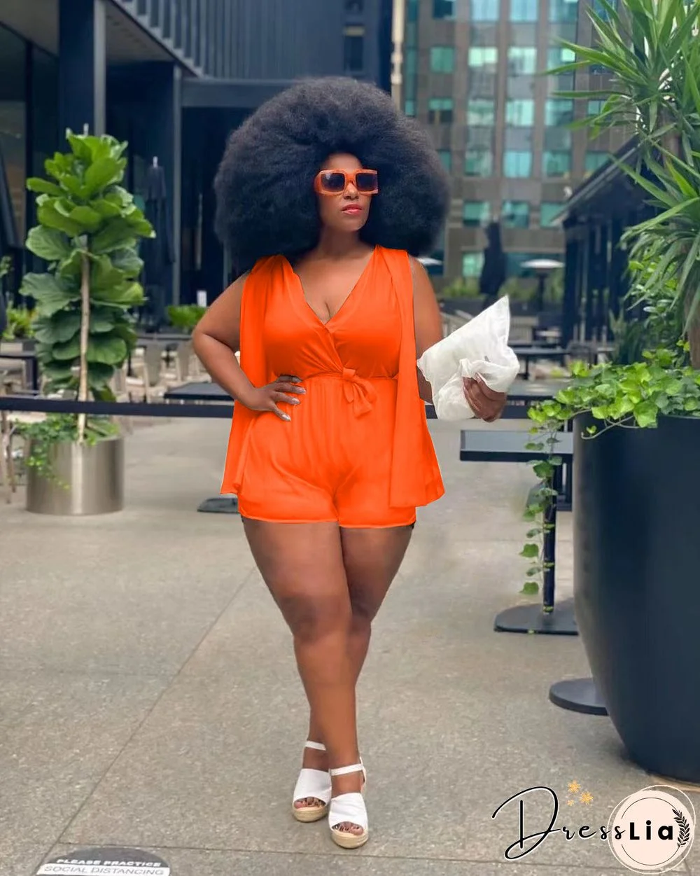 Plus Size 4XL V-neck Rompers