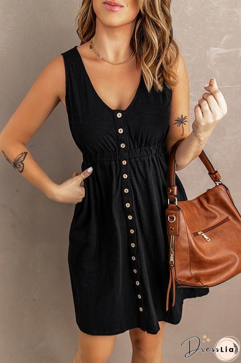 Meridress Sleeveless Button Down Swing Dress in 4 Colors