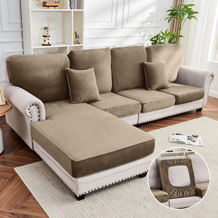 Sanmadrola Couch Covers Velvet Sofa Cushion Cover Stretch Machine Washable Universal Slipcover Furniture Protector for Couches Sectional Sofas