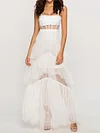 Spaghetti-Neck Empire Split-Joint See-Through A-Line Maxi Dress
