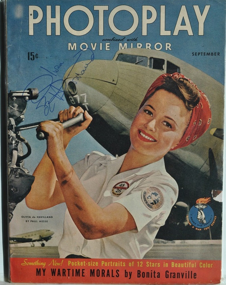 OLIVIA DeHAVILLAND SIGNED Photo Poster paintingplay Magazine complete Sept. 1943 Gone With The Wind GWTW wcoa