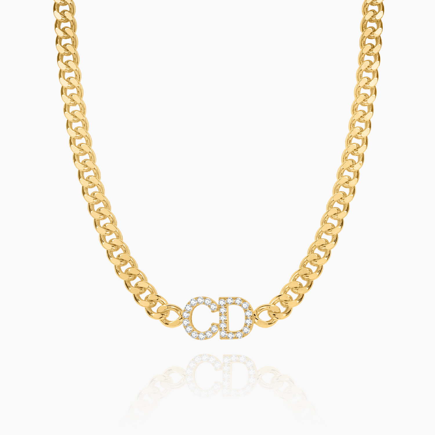 Iced-Out Gold Initial Necklace