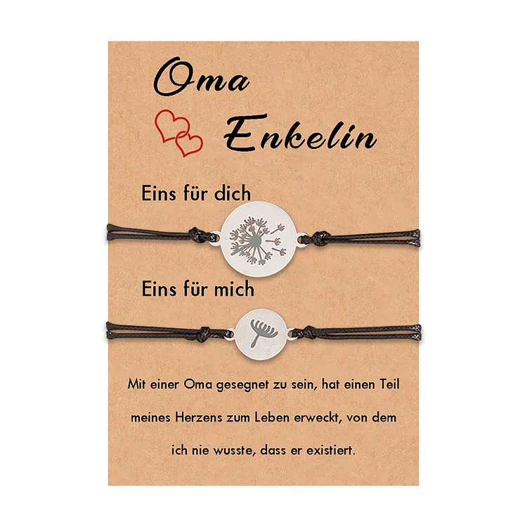 Kettenmachen Löwenzahn Armbänder Set-Oma & Enkelin-Geschenk mit Nachrichtenkarte