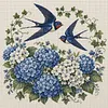 Hydrangea Swallow DIY 11CT 3 Strands Stamped Cross Stitch Kit 40x40cm