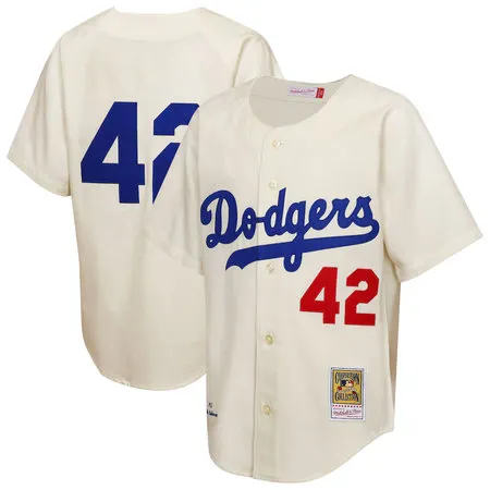 Youth Brooklyn Dodgers #42 Jackie Robinson Cream 1955 Authentic Jersey