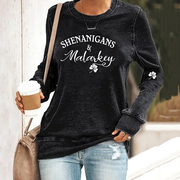 VChics Women's Shenanigans And Malarkey Printed Sweatshirt