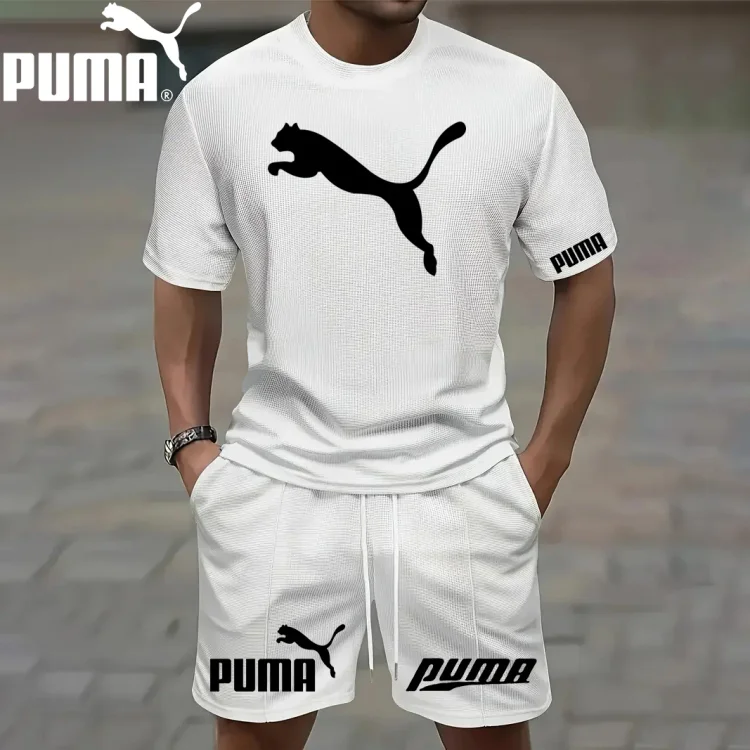 2025 PUMA Nová pánská ležérní souprava sestávající z trička s krátkým rukávem a kraťasů, dvoudílná